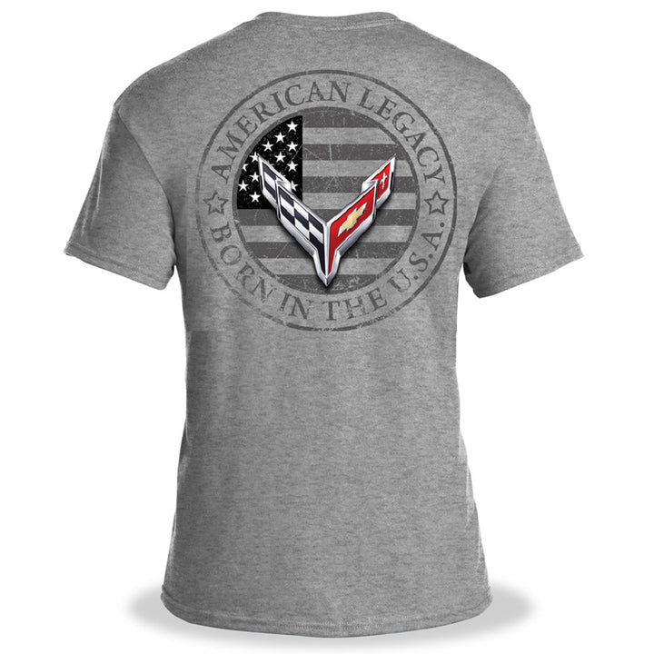 C8 Corvette Born in the USA American Legacy T-shirt - Gray