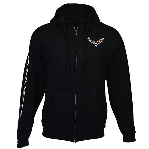 C7 Corvette Born in The USA American Legacy Zip Up Hoodie Jacket : Black Medium