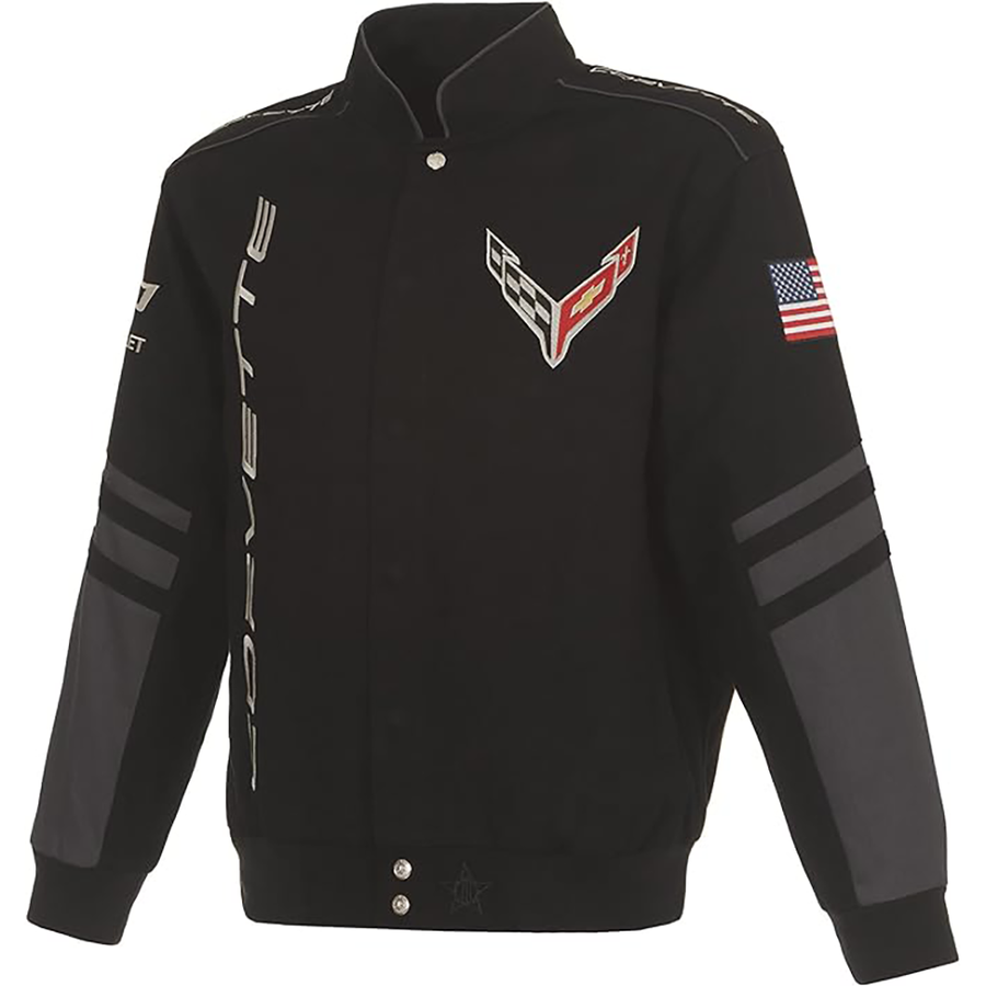 Corvette Embroidered Twill Jacket - Black/Gray : C8