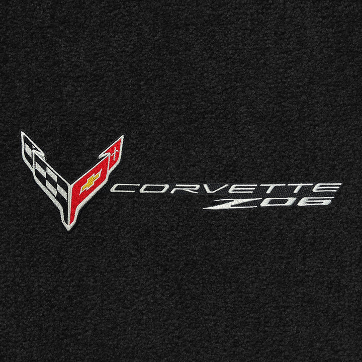 C8/Z06 Corvette Front Cargo Mat - Lloyds Mats With Flags & Z06 Logo Combo