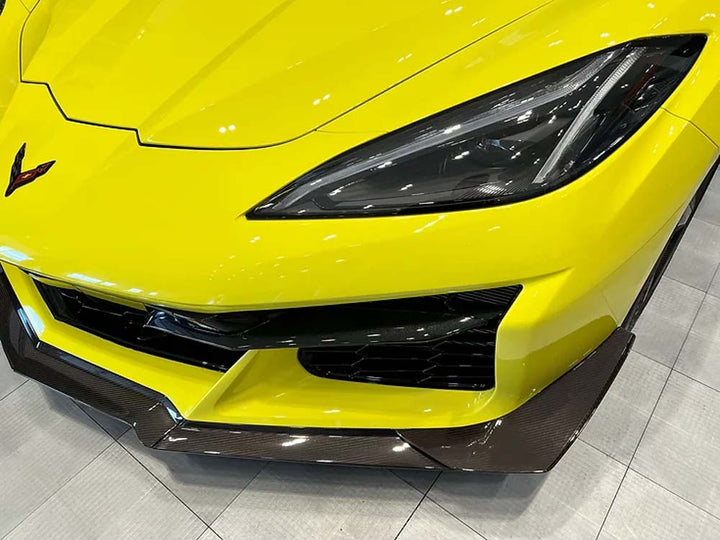 C8 Corvette AGM Visible Carbon Fiber Z07 Front Splitter With Canards 3Pcs Kit - Z06/E-Ray