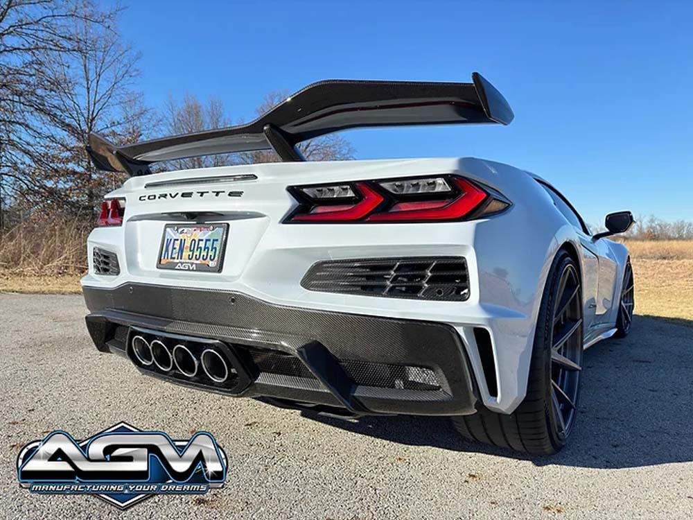 C8 Corvette AGM Z07 Style Visible Carbon Fiber High Wing Spoiler - Z06/E-Ray