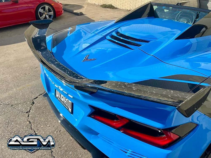 C8 Corvette AGM Z07 Style Visible Carbon Fiber High Wing Spoiler - Z06/E-Ray