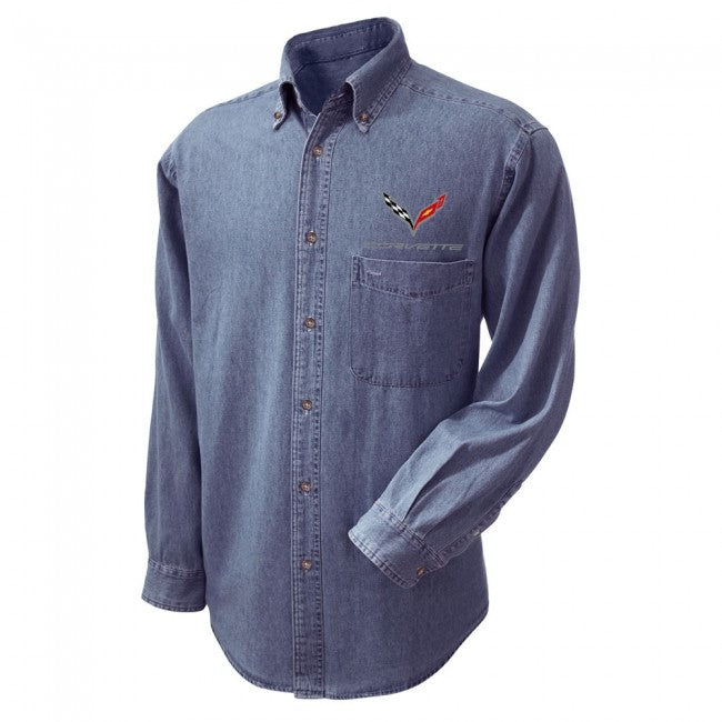 Corvette Denim Button-down Shirt : C7 Stingray