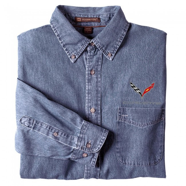 Corvette Denim Button-down Shirt : C7 Stingray