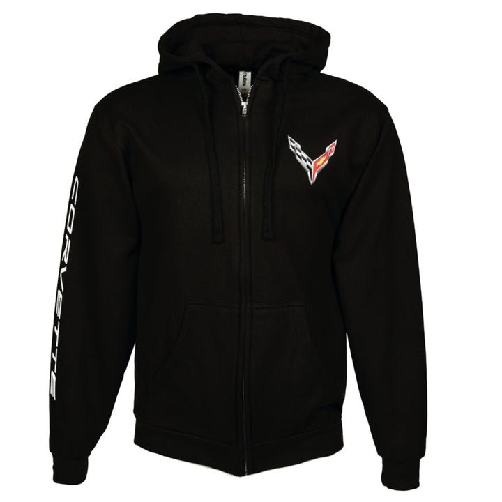 C8 Corvette Born in the USA American Legacy Zip Up Hoodie Jacket - Black