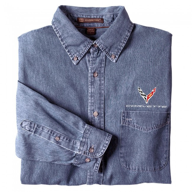 Corvette Denim Button-down Shirt : C8 Next Generation