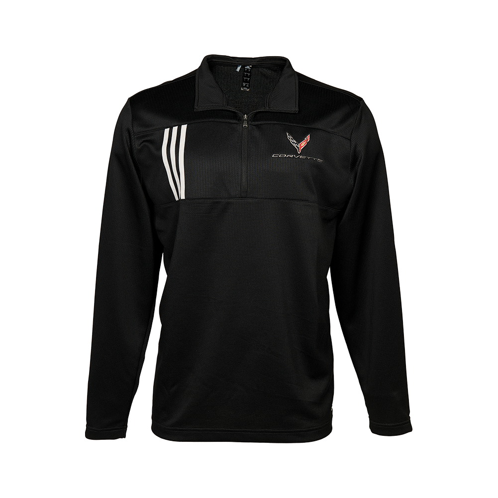 C8 Corvette Adidas 3 Stripe 1/4 Zip Pullover : Black