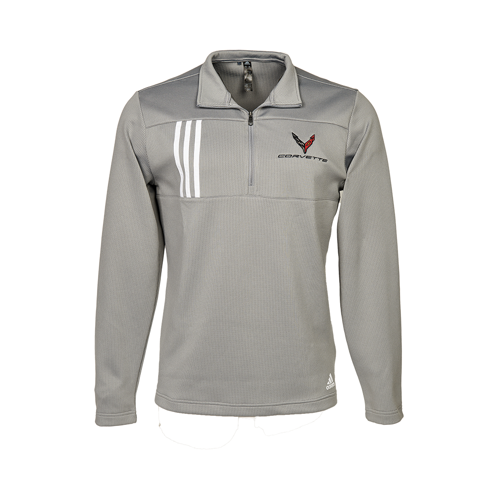 C8 Corvette Adidas 3 Stripe 1/4 Zip Pullover : Grey