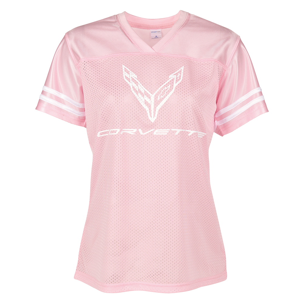 C8 Corvette Ladies Football Jersey : Pink or White (Medium)