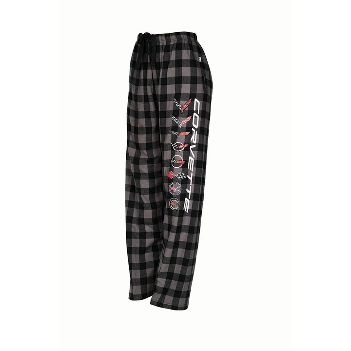 Corvette Flannel Pajama/Sweatpants C1-C8 Generations Logos