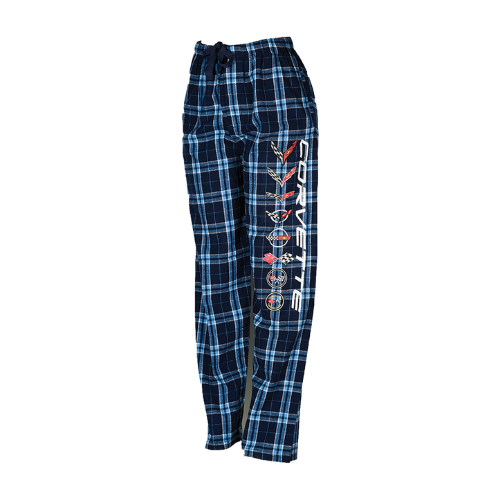 Corvette Flannel Pajama/Sweatpants C1-C8 Generations Logos