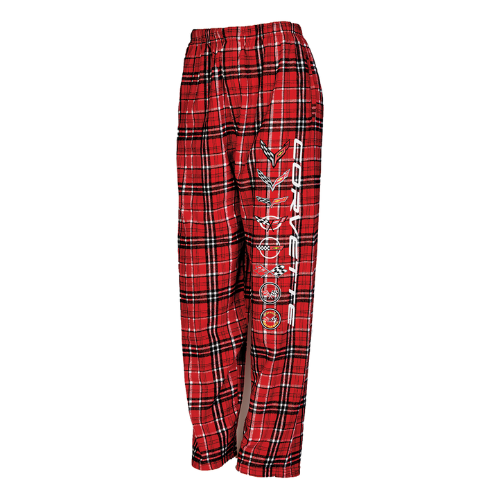 Corvette Flannel Pajama/Sweatpants C1-C8 Generations Logos