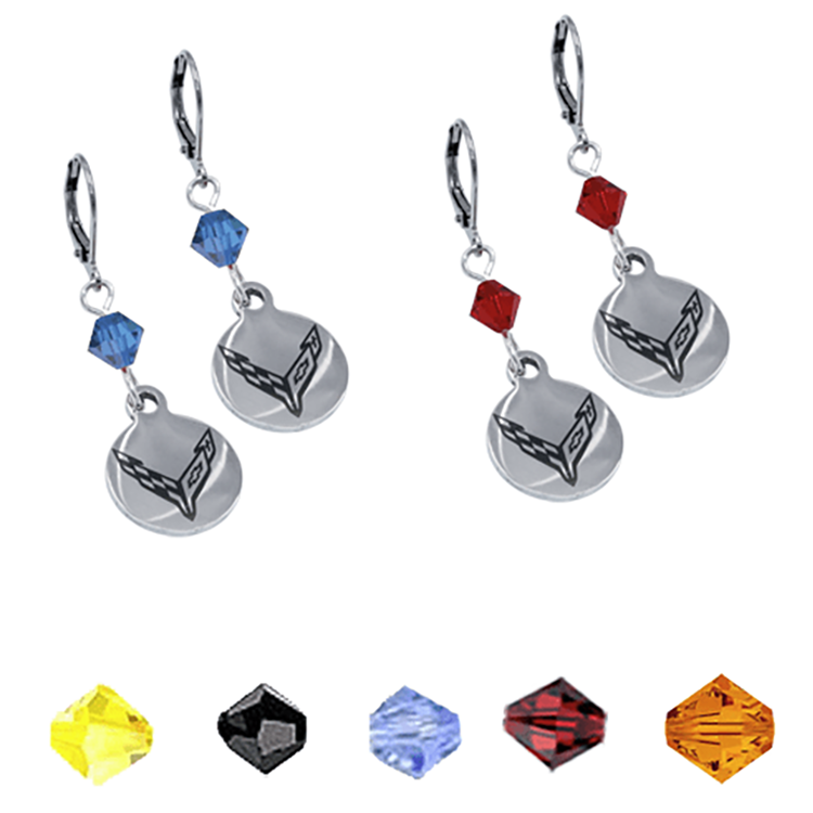 C8 Corvette Crystal Earrings : Stainless Steel