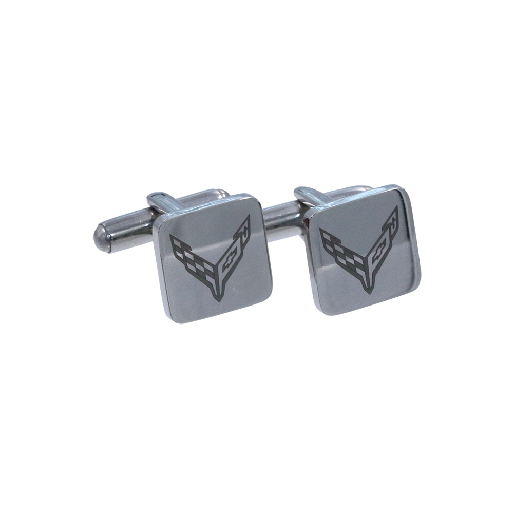 C8 Corvette Cufflinks : Polished Stainless