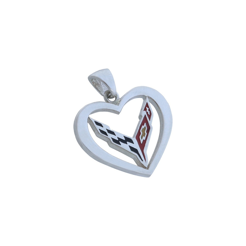 C8 Corvette Heart Pendant : Sterling Silver