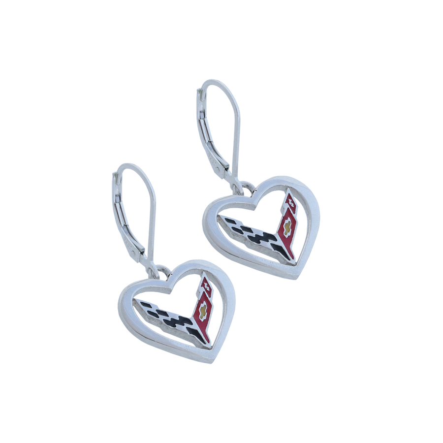 C8 Corvette Heart Earrings : Sterling Silver