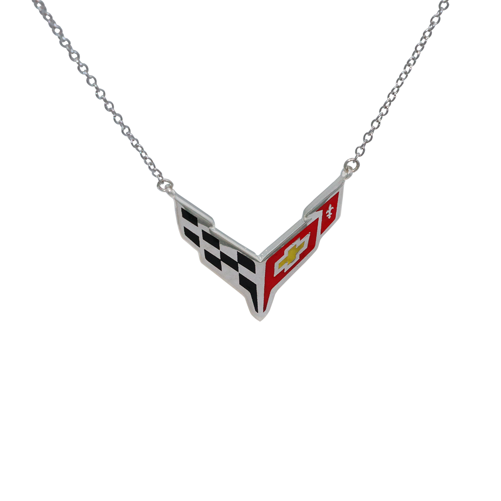 C8 Corvette Emblem Necklace : Sterling Silver