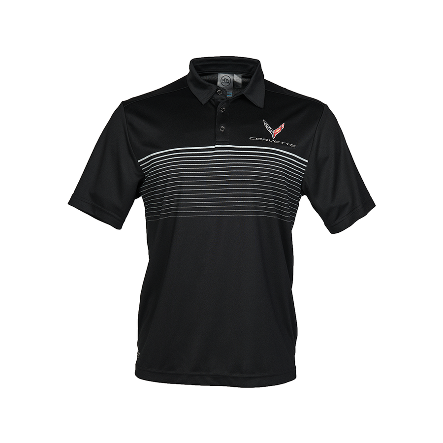 C8 Corvette Wavelength Polo - Men's : Silver/Black (X-Large)