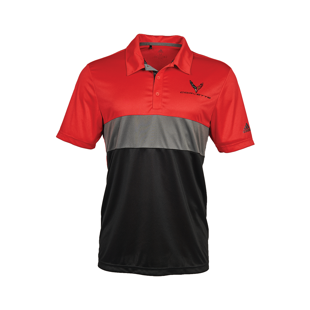 C8 Corvette Adidas Sport Polo - Men's : Red