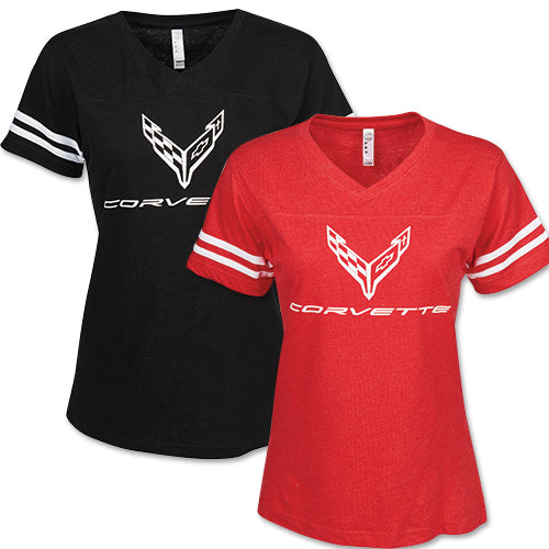 C8 Corvette Ladies Football Jersey Tee