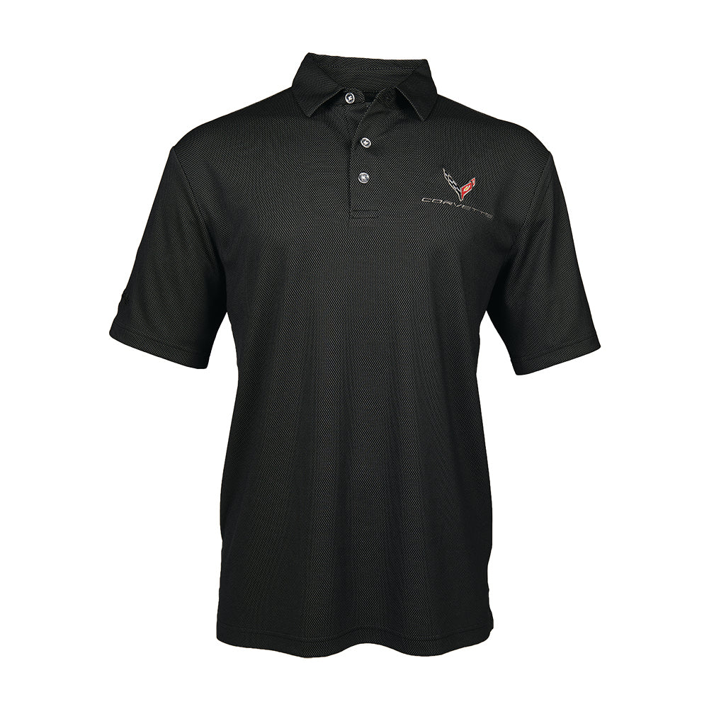 C8 Corvette Men's Birdseye Polo - Black : XX-Large