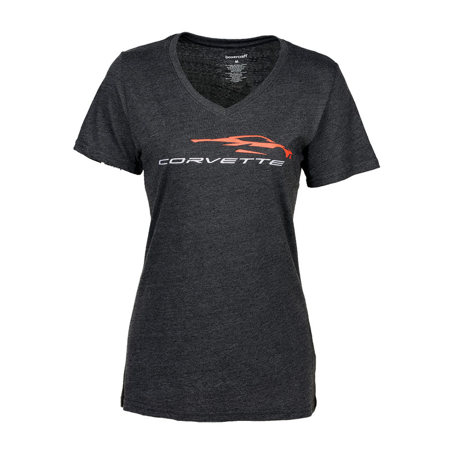 C8 Corvette Glitter Gesture T-Shirt - Women's : Charcoal