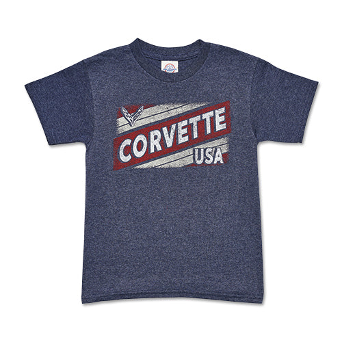 C8 Corvette USA Tee - Youth Tee : Blue