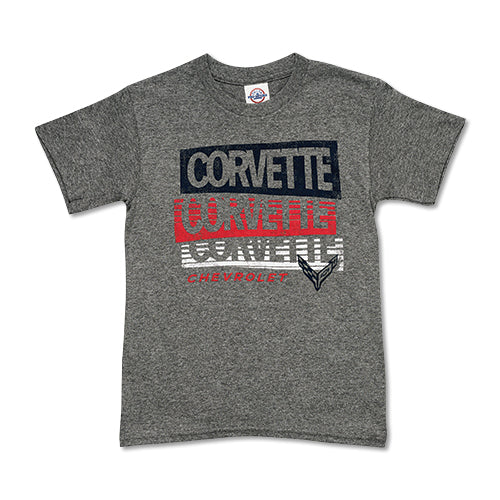 C8 Corvette Striped Tee - Youth Tee : Graphite