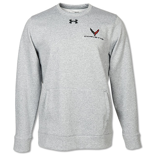 C8 Corvette Men's Corvette Under Armour Fleece Sweatshirt : Gray