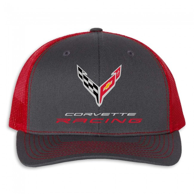 C8 Corvette Mesh Back Cap : Charcoal / Red