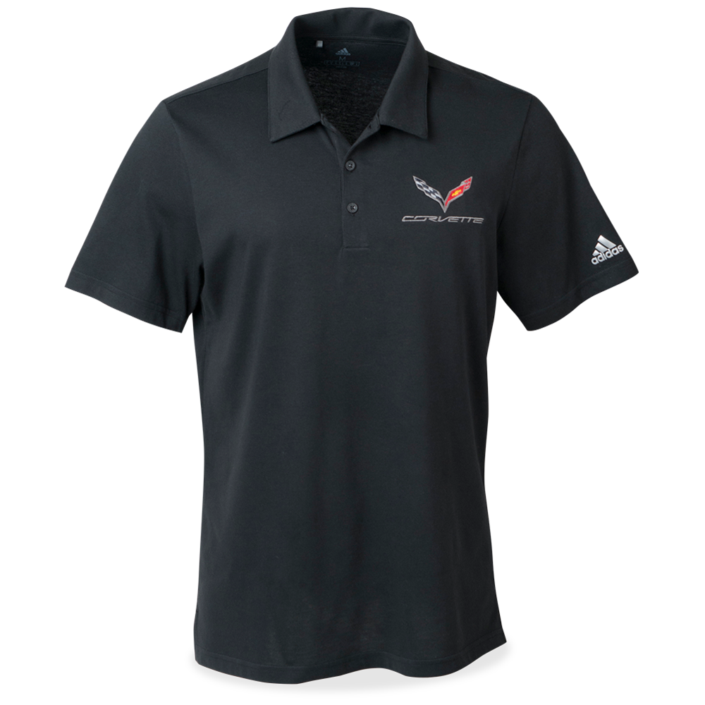 C7 Corvette Adidas Cotton Hand Polo - Black