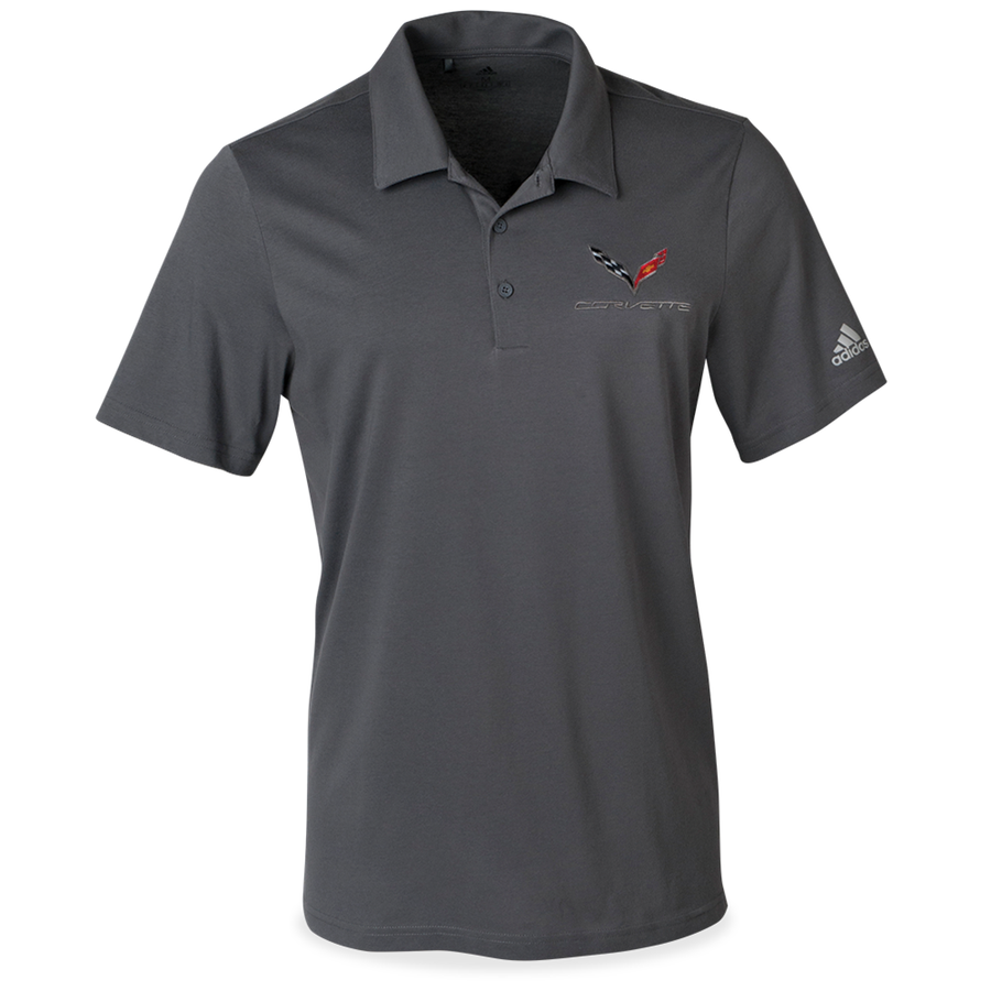 C7 Corvette Adidas Cotton Hand Polo - Gray