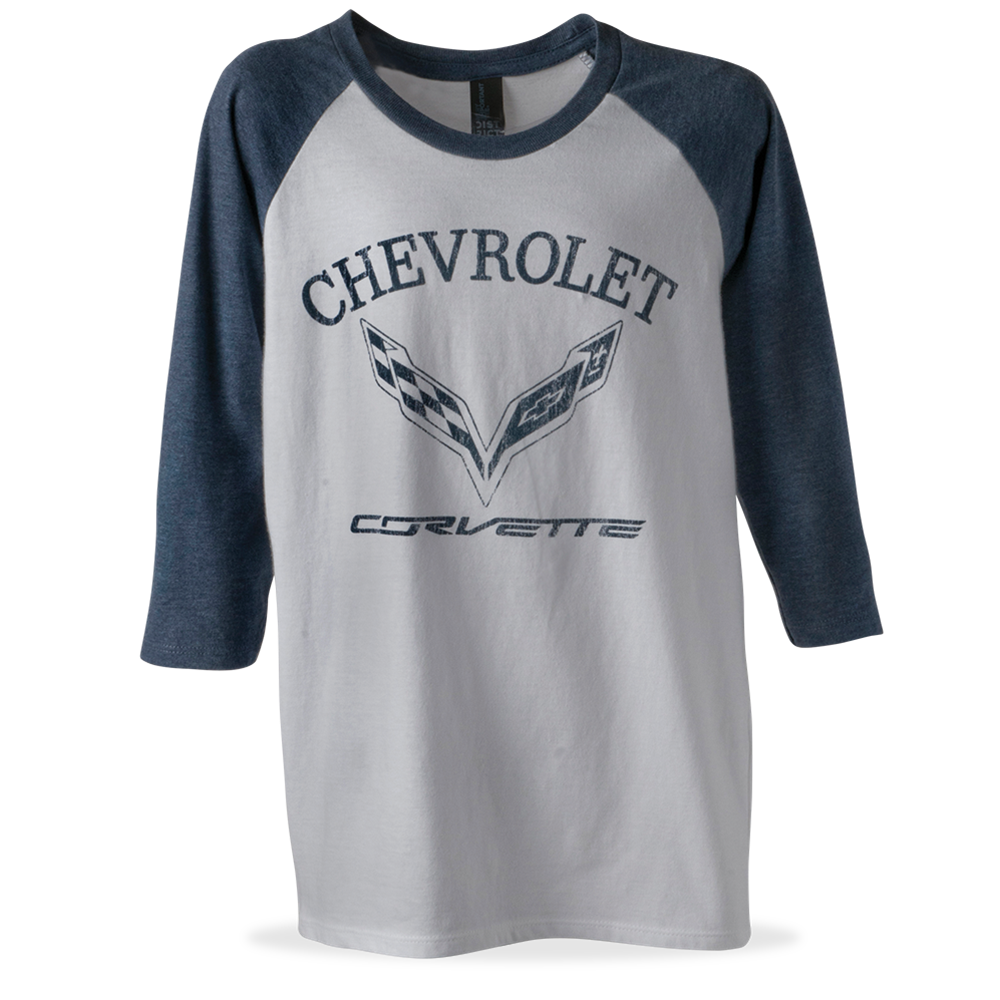 C7 Corvette Youth 3/4 Sleeve Raglan Tee : Blue