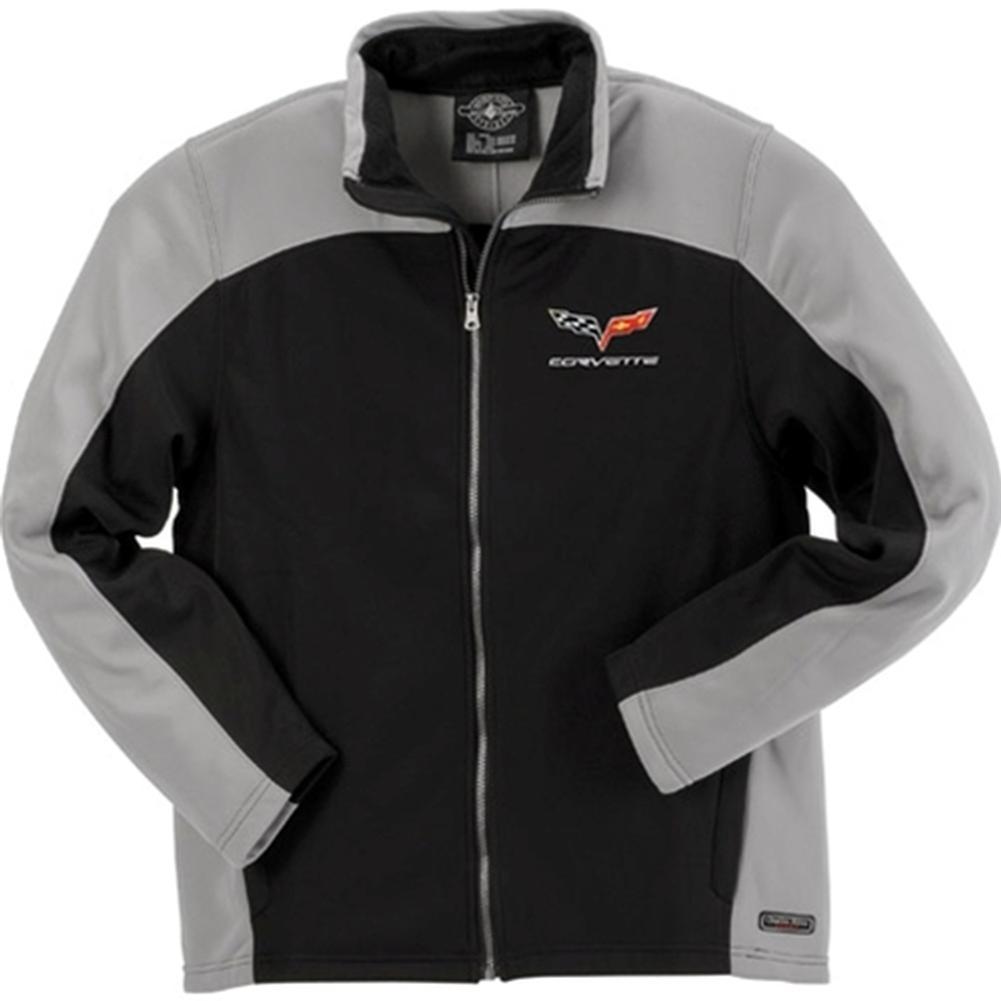 Corvette Mens Bonded Jacket with C6 Logo - Gray / Black : 2005-2013 C6