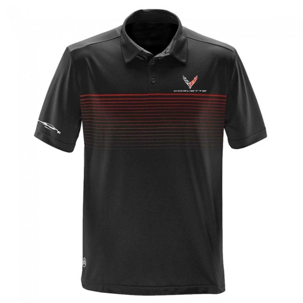 Corvette Next Generation Car Gesture Striped Polo : Black