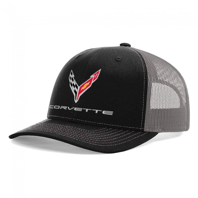 C8 Corvette Mesh-Back Cap : Black / Charcoal