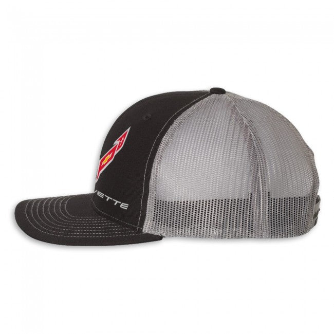 C8 Corvette Mesh-Back Cap : Black / Charcoal