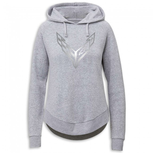 C8 Corvette Women's Reflective Hooded Pullover : Gray