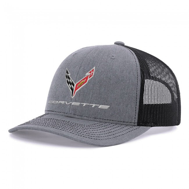 C8 Corvette Mesh Back Cap : Heather / Black