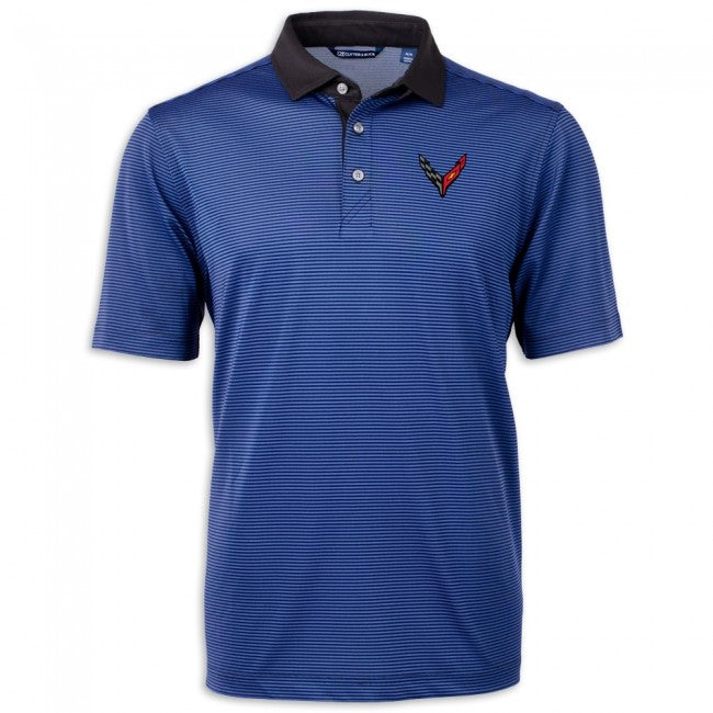 C8 Corvette Cutter & Buck Micro Stripe Polo - Blue