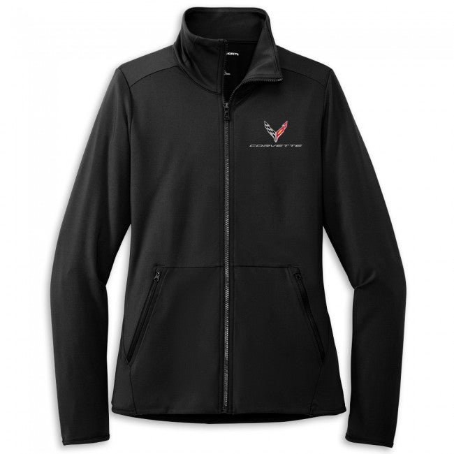 C8 Corvette Ladies Stretch Fleece Jacket : Black