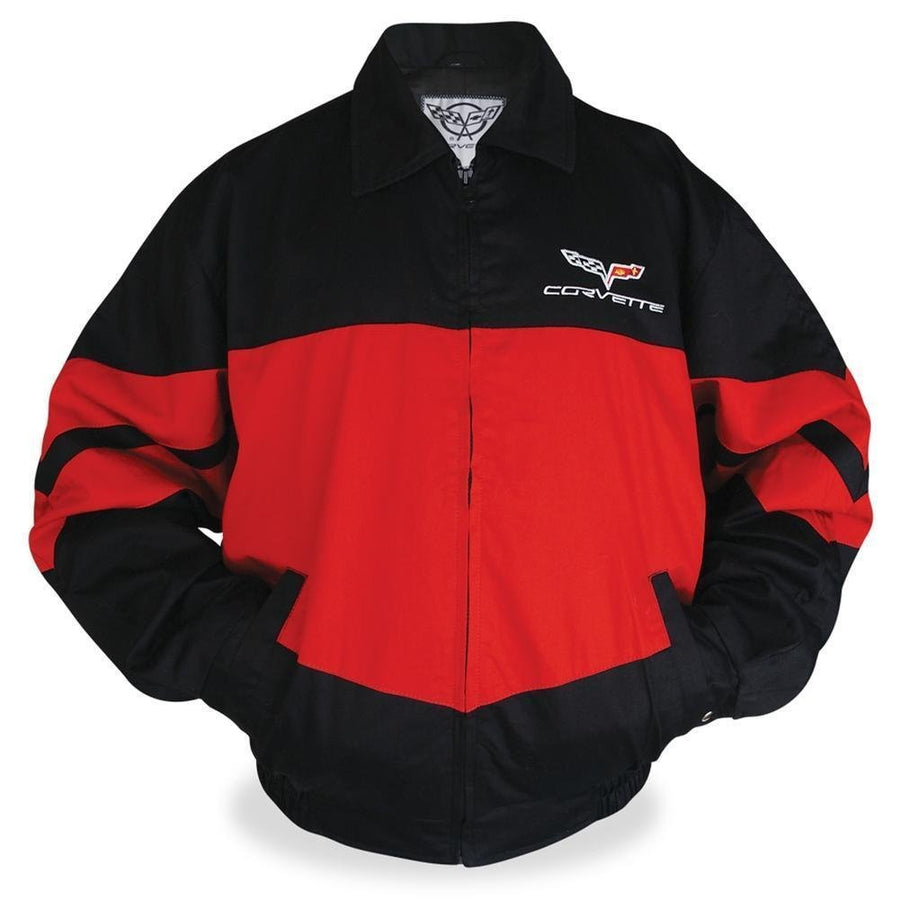 Corvette Color Block Twill Jacket w/C6 Emblem - Red/Black : 2005-2013 C6 XXL