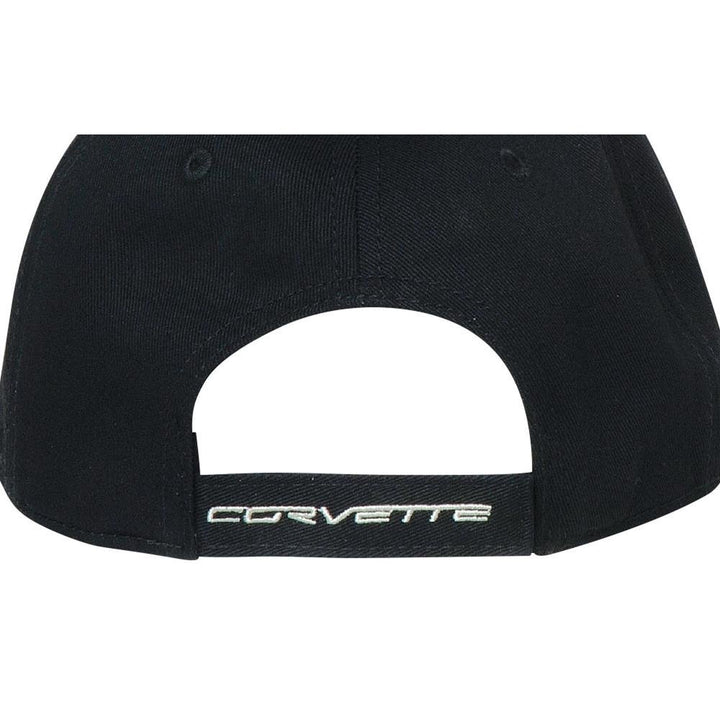 Corvette Logo Flag w/Stripe Hat/Cap - Black : C7 Grand Sport