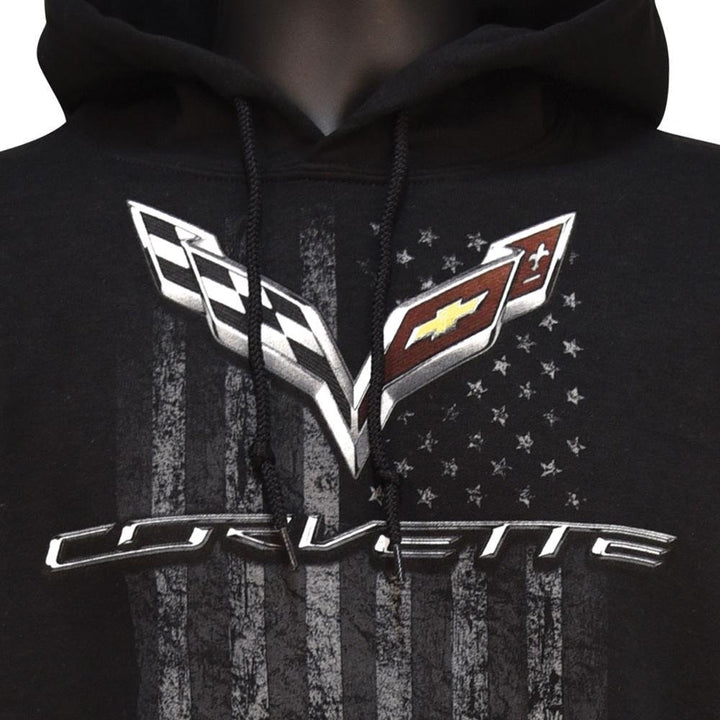 C7 Corvette American Legacy Hooded Sweatshirt : Black