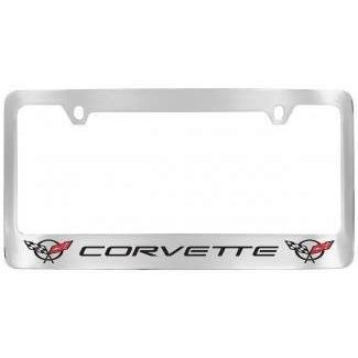 LM-IMAGE-14914927-Corvette License Plate Frame - Black Corvette Lettering / Double C5 Emblems,Exterior