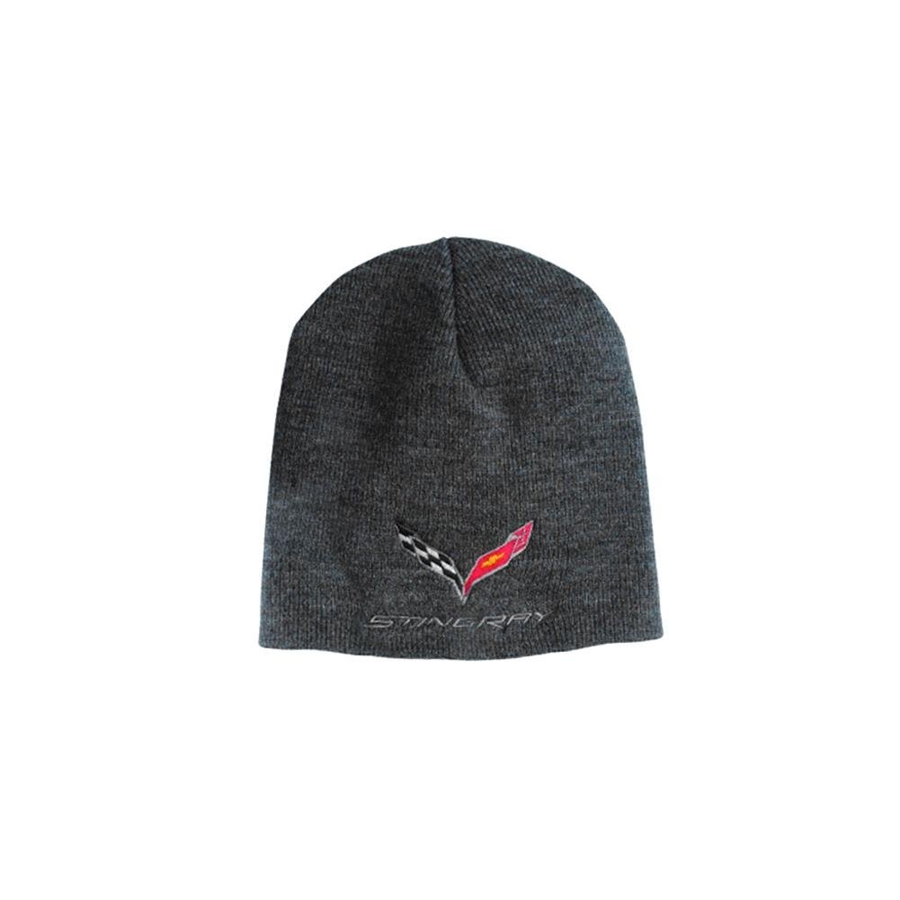 C7 Corvette Stingray Knit Pullover Beanie : Charcoal