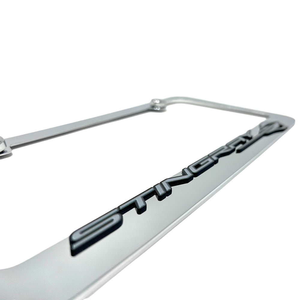 C8 Corvette License Plate Frame - Chrome Stingray Logo,License Plate Frames