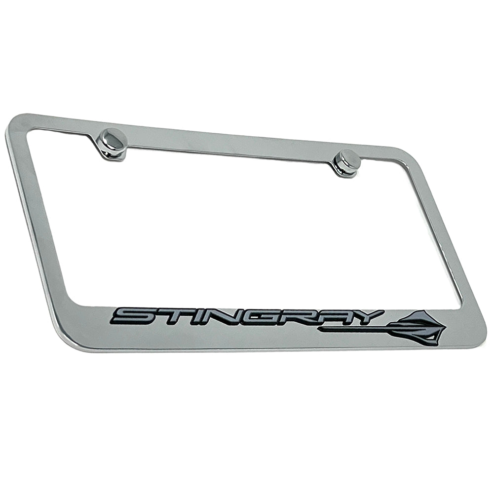 C8 Corvette License Plate Frame - Chrome Stingray Logo,License Plate Frames