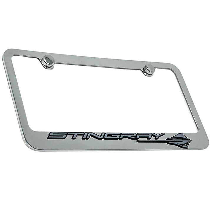 C8 Corvette License Plate Frame - Chrome Stingray Logo,License Plate Frames